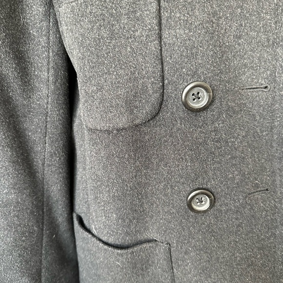 J Crew 100% Wool Double Breasted Fitted Carcoat Charcoal Warm Four Pockets Sz 8 - Picture 3 of 12